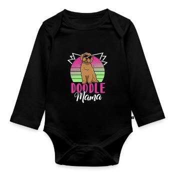 Women Doodle Mama Labradoodle Goldendoodle - Organic Longsleeve Baby Bodysuit - black - Front