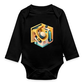 3D - Baby Bio-Langarm-Body - Schwarz - Vorne