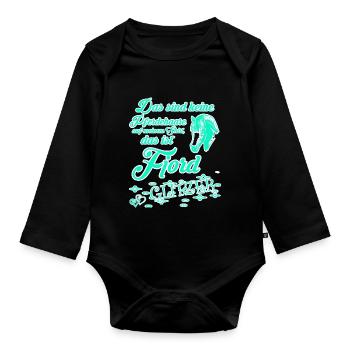 "Das sind keine Haare das ist Fjord-Pferd Glitzer" - Baby Bio-Langarm-Body - Schwarz - Vorne
