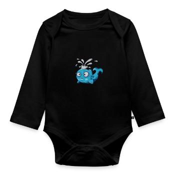Niedlicher Wal Lustiger Meeresbewohner Unterwasser - Baby Bio-Langarm-Body - Schwarz - Vorne