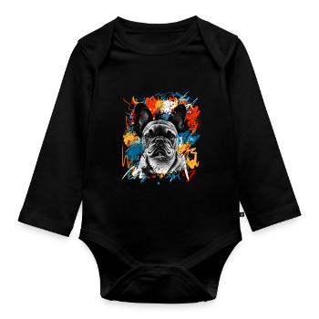 Bouledogue français - Body Bébé bio manches longues - noir - Devant