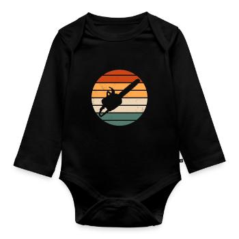 Tronçonneuse rétro - Body Bébé bio manches longues - noir - Devant