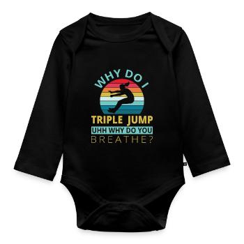 Why do i Tripple Jump - Baby Bio-Langarm-Body - Schwarz - Vorne