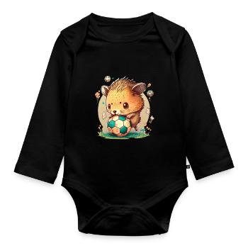 Niedliche Tierfußballspieler - Baby Bio-Langarm-Body - Schwarz - Vorne