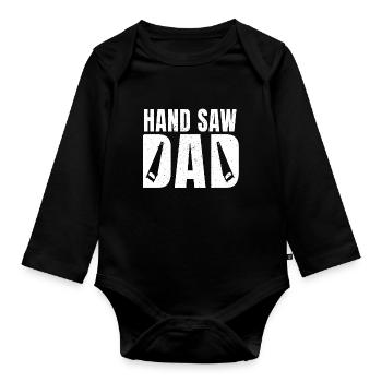 Drôle de scie à main Papa Woodworker Hommes - Body Bébé bio manches longues - noir - Devant