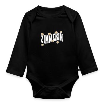 Zimmerer niedliche Blumen Zimmerin - Baby Bio-Langarm-Body - Schwarz - Vorne
