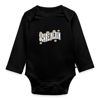 Schreiner niedliche Blumen Schreinerin - Baby Bio-Langarm-Body - Schwarz - Vorne