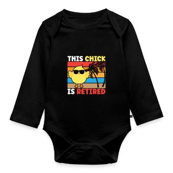 Retired Chick 2023 Retirement Party Life Men - Organic Longsleeve Baby Bodysuit - black - Front