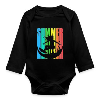 Surfin Summer Surfergirl 2023 colourful - Organic Longsleeve Baby Bodysuit - black - Front