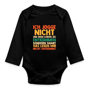Läufer Joggen Laufen - Baby Bio-Langarm-Body - Schwarz - Vorne