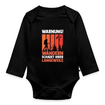 Bergsteiger Wald Bergwandern Wanderer Wandern - Baby Bio-Langarm-Body - Schwarz - Vorne