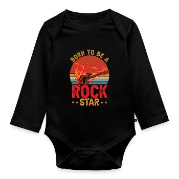 Né pour être une rock star - Body Bébé bio manches longues - noir - Devant