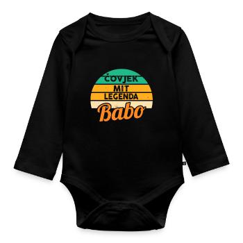 Babo Bosnien Vater Bosnischer Papa Balkan Bosna - Baby Bio-Langarm-Body - Schwarz - Vorne
