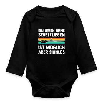 Segelflieger Fliegen Segelfliegen - Baby Bio-Langarm-Body - Schwarz - Vorne