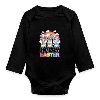 Hoppy Easter - Wichtel-Ostereier - Baby Bio-Langarm-Body - Schwarz - Vorne