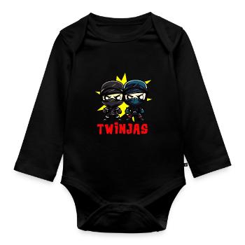 Twinjas Ninja Twins Funny siblings Boys - Organic Longsleeve Baby Bodysuit - black - Front