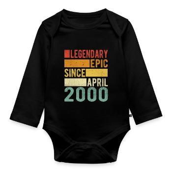 Birthday April 2000 Legendary Epic - Organic Longsleeve Baby Bodysuit - black - Front