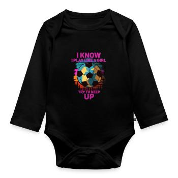 Je sais que je joue comme une fille essaie de suivre - Body Bébé bio manches longues - noir - Devant