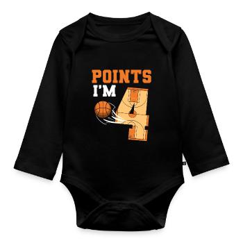 Basketball Anniversaire Enfants 4th Birthday Theme Party - Body Bébé bio manches longues - noir - Devant