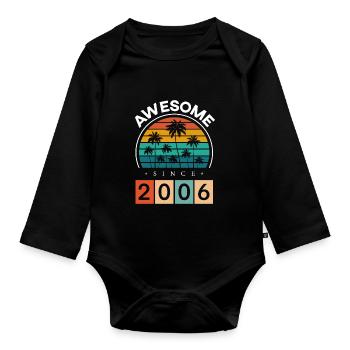 2006 Né 18e anniversaire Année de naissance Millésime - Body Bébé bio manches longues - noir - Devant
