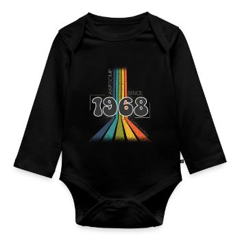 1968 Anniversaire de naissance Groovy Vintage Retro - Body Bébé bio manches longues - noir - Devant