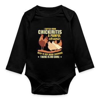 Funny Chicken Joke Chicken Farmer Gift - Organic Longsleeve Baby Bodysuit - black - Front