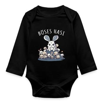 Pastel Goth Böses Hasi Pentagramm - Baby Bio-Langarm-Body - Schwarz - Vorne