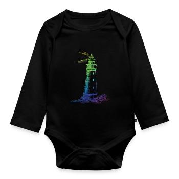 Phare arc-en-ciel - Body Bébé bio manches longues - noir - Devant