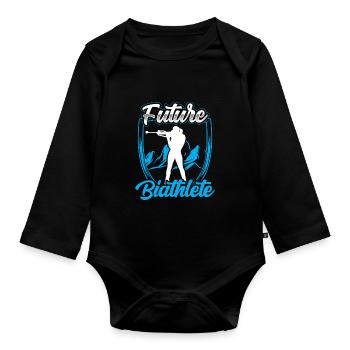 Future Biathlète Sport Biathlon Biathlète - Body Bébé bio manches longues - noir - Devant