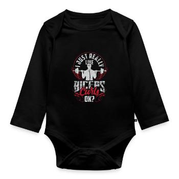 J’aime vraiment les muscles des biceps - Body Bébé bio manches longues - noir - Devant