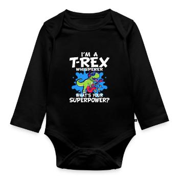 T-Rex - Organic Longsleeve Baby Bodysuit - black - Front