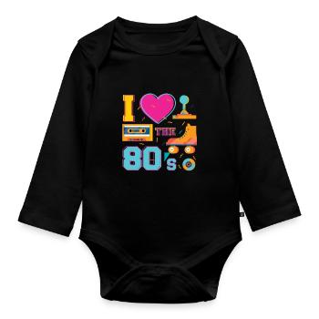 I Love The 80's - Baby Bio-Langarm-Body - Schwarz - Vorne