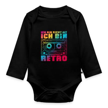 Ich bin nicht alt ich bin retro Bunt - Baby Bio-Langarm-Body - Schwarz - Vorne
