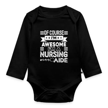 Nursing Aide Awesome Nursing Aide - Organic Longsleeve Baby Bodysuit - black - Front