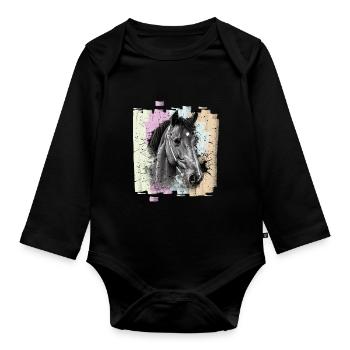 Cheval - Body Bébé bio manches longues - noir - Devant