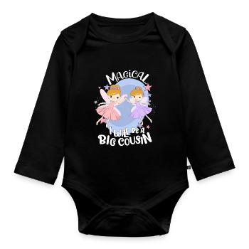 Going To Be A Big Cousin Fairy Promoted To Cousin - Organic Longsleeve Baby Bodysuit - black - Front