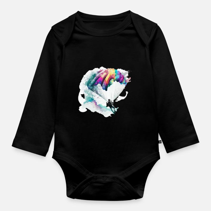 Le parachutisme, ma passion - Body Bébé bio manches longues - noir
