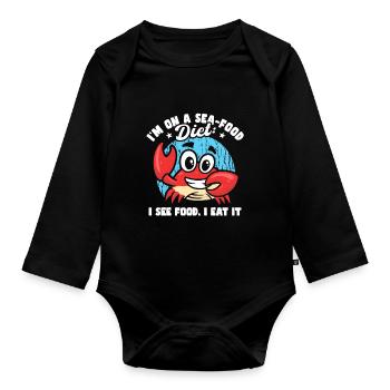 I'm On A Sea Food Diet Funny Dad Jokes Cruise - Organic Longsleeve Baby Bodysuit - black - Front