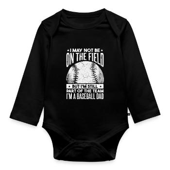 Teil des Teams Baseball Dad - Baby Bio-Langarm-Body - Schwarz - Vorne