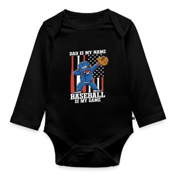 Papa est mon nom Le baseball est mon jeu - Body Bébé bio manches longues - noir - Devant