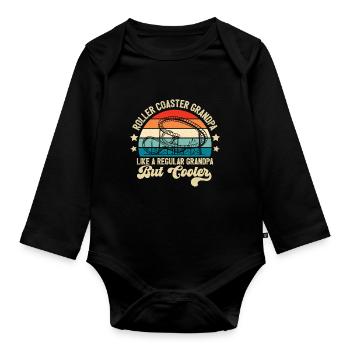 Theme Park Grandfather Amusement Park Roller Coast - Baby Bio-Langarm-Body - Schwarz - Vorne