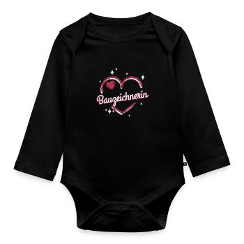Ingenieur Kollegin niedliches Herz Bauzeichnerin - Baby Bio-Langarm-Body - Schwarz - Vorne
