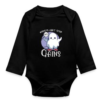 Bodybuilding Powerlifting Weightlifting Fitness - Baby Bio-Langarm-Body - Schwarz - Vorne