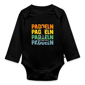 Stand Up Paddeling - Baby Bio-Langarm-Body - Schwarz - Vorne
