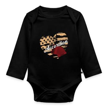 Accordion Accordion Flag - Organic Longsleeve Baby Bodysuit - black - Front