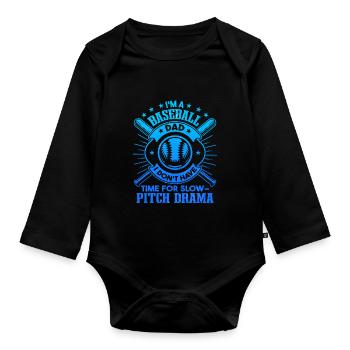 Papa de baseball de la fête des pères - Body Bébé bio manches longues - noir - Devant