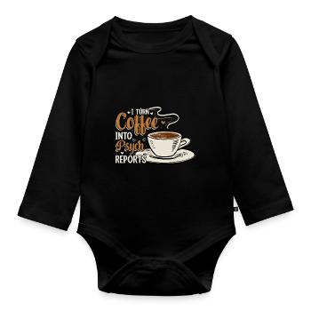 Turn coffee into psychology - Organic Longsleeve Baby Bodysuit - black - Front