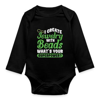 Pearl Bead Embroidery Jeweler Jewelry Maker - Organic Longsleeve Baby Bodysuit - black - Front