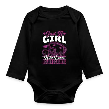 Girl Who Loves Roller Coasters Theme Park Vacances - Body Bébé bio manches longues - noir - Devant