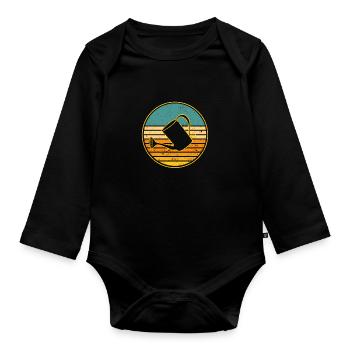 Lustige Gärtnerin Retro Vintage Gartenarbeit - Baby Bio-Langarm-Body - Schwarz - Vorne